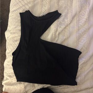 Zara Black Ribbed Knit Top
